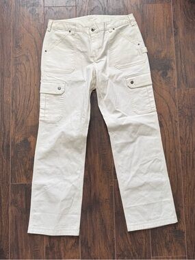 Duluth Trading Co Size 12 White Fire Hose Cargo Utility Pants